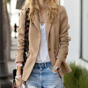 New York & Co Stretch Blazer Size 16 Tan 2 Button